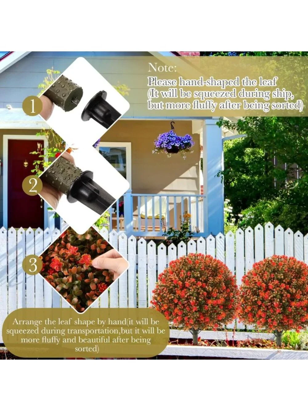 Set of 2 UV Resistant Artificial Boxwood Topiary Balls for Garden & Patio Decor